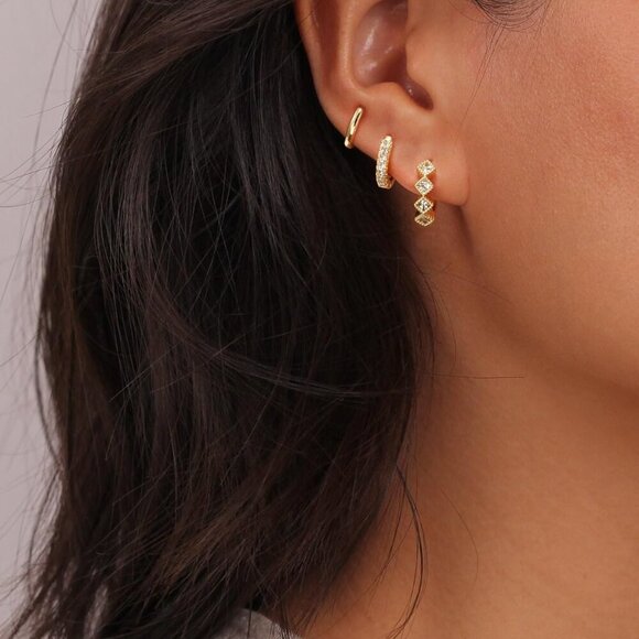 Gold Hoop Earrings Set for Women Trendy, 14K Real Gold Plated Chunky Hypoallerge - Picture 2 of 8